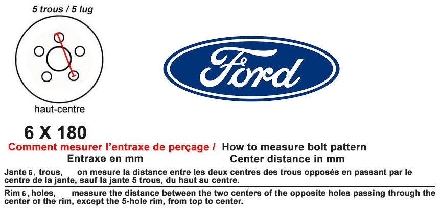 Entraxe 6 x 180 Ford