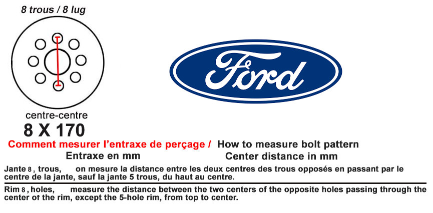 Entraxe 8 x 170 FORD