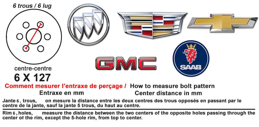 Entraxe 6 X 127 GMC Buic Cadillac Saab chevroelt