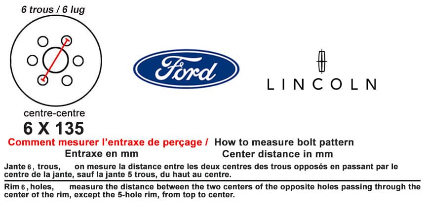 Entraxe 6 x 135 Ford Lincoln
