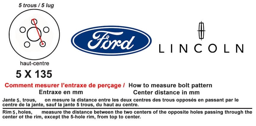 Entraxe 5 x 135 Ford Lincoln