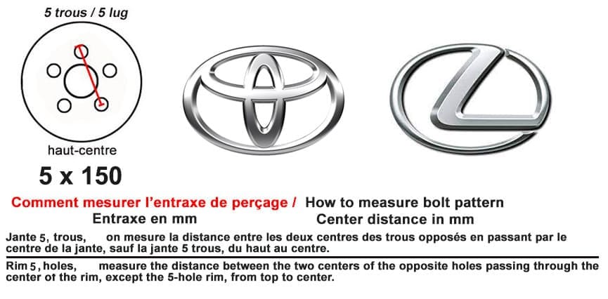 Entraxe 5 x 150 Toyota Lexus