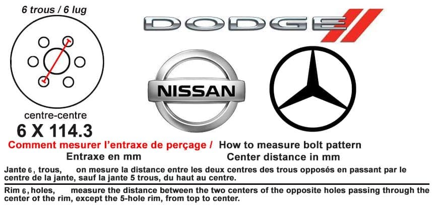 Entraxe 6 x 114.3 Nissan Dodge Mercedes